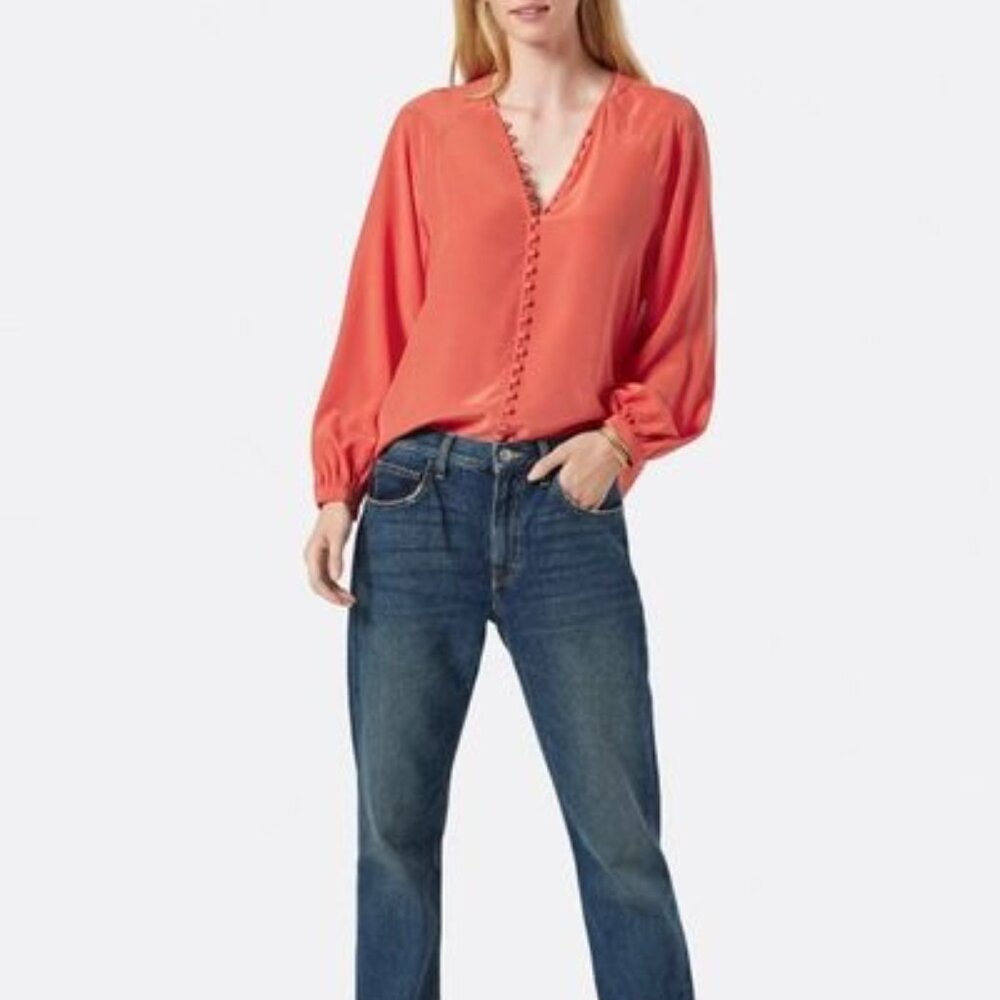 Joie Shariana Long Sleeve Silk Top In Warm Spice Size S